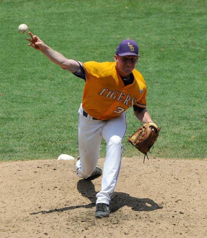 LSU junior pitcher Ryan Eades (37) throws the ball May 18, 2013 during the Tigers' 9-11 loss to Ole Miss in Alex Box Stadium.
 