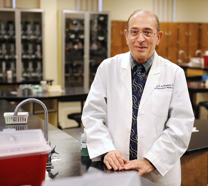 Dr. Fakhri Kareem Al-Bagdadi, LSU School of Veterinary Medicine associate professor, stands in a laboratory April 29, 2013, at the vet school. Al-Bagdadi has been a professor at the University for nearly 40 years.
 