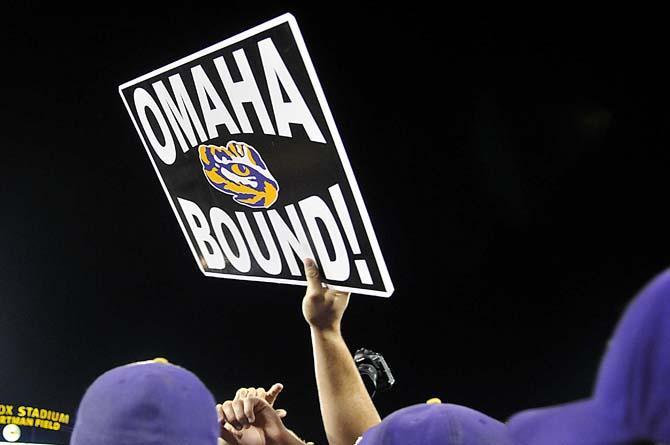 The LSU baseball team secured its place in the College World Series with a dominating 11-1 win against Oklahoma on June 8, 2013 in Alex Box Stadium.
 