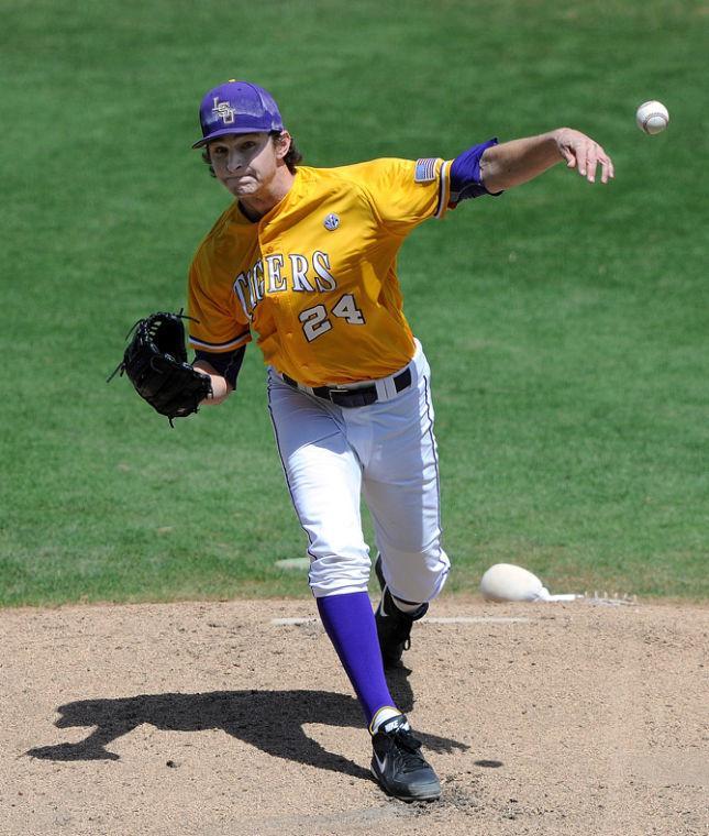 LSU sophomore southpaw Cody Glenn (24) pitches Sunday, March 24, 2013 in the 8-2 victory against Auburn at Alex Box Stadium.