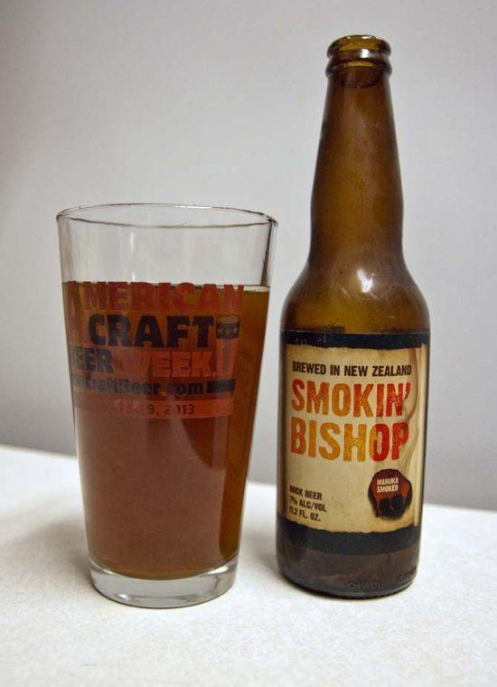 The Smokin&#8217; Bishop beer from Invercargill Brewery tastes like beef jerky but still provides a classic beer taste. It has a strong smoky flavoring but has remnants of other meats like ribs, pulled pork and bacon.
 