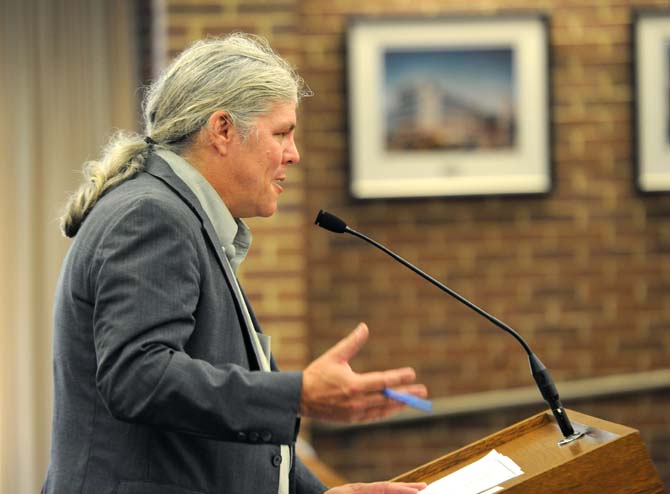 Director of Advocates for Louisiana Public Healthcare Brad Ott presents an issue to the Board of Supervisors Wednesday, June 19, 2013 in the LSU System Administration Building.
 