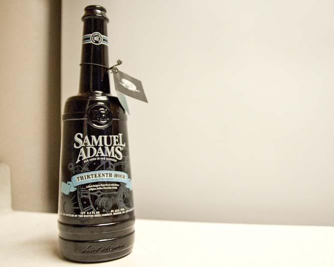 The Samuel Adams Thirteenth Hour stout is a dark Belgian-style ale that offers flavors of dark fruit like cherries and raisins.