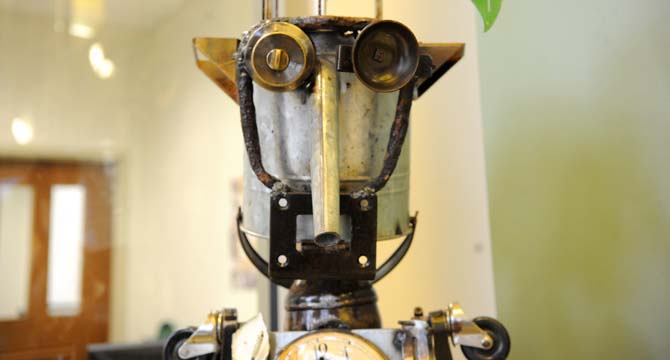 Joseph Jilbert's piece, Robot Dufroque, is displayed Wednesday Aug. 21, 2013 at The Dufroque School. *see writer*