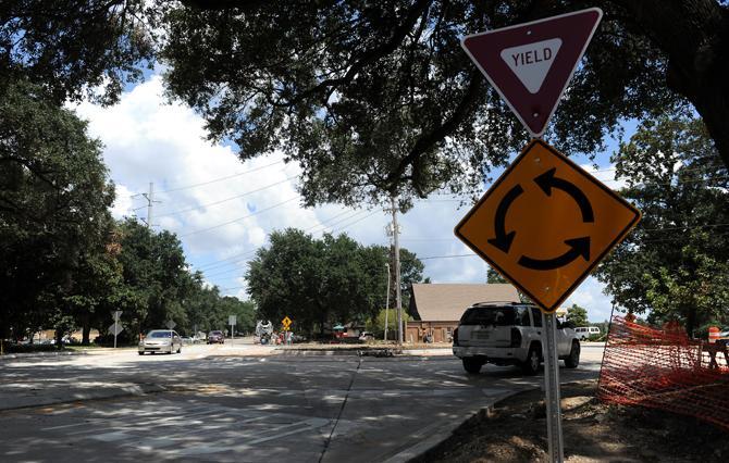 The newly constructed roundabout on Dalrymple Drive.