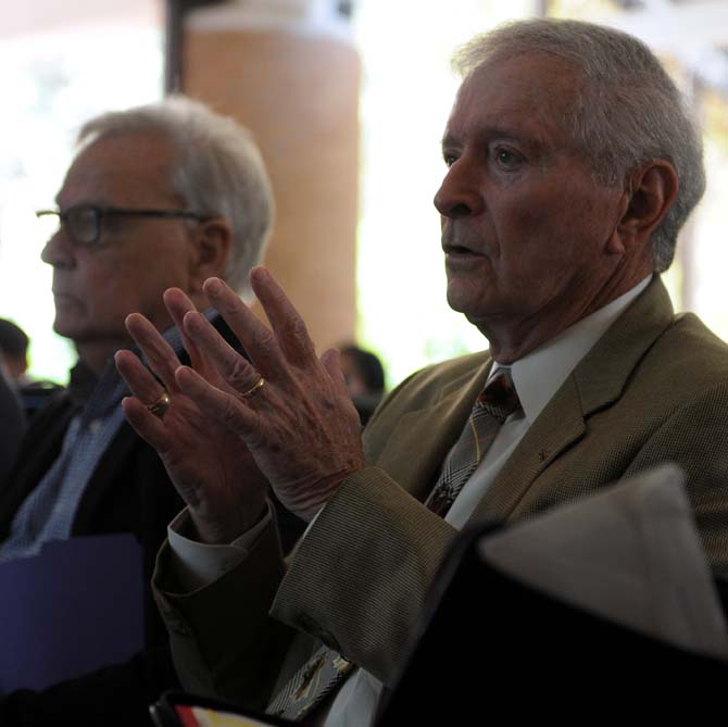 The jury for the Battle of New Orleans Monument contemplate about which company's design will be used for the monument on Friday, Sept. 27, 2013 at the LSU Design Building.