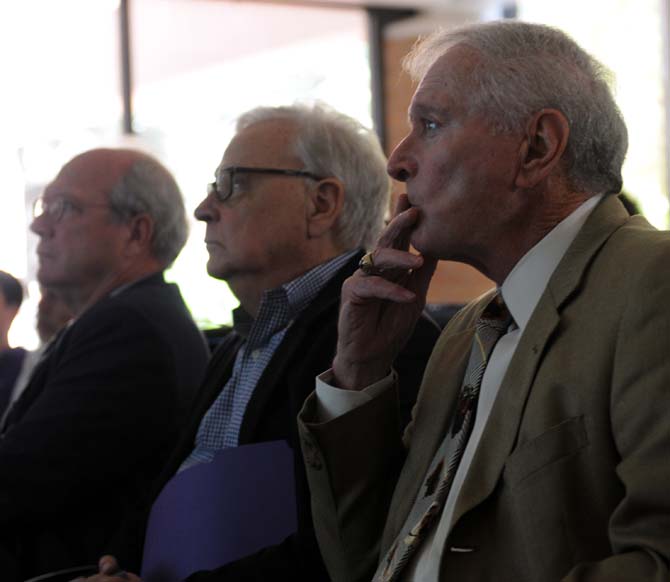 The jury for the Battle of New Orleans Monument contemplate about which company's design will be used for the monument on Friday, Sept. 27, 2013 at the LSU Design Building.