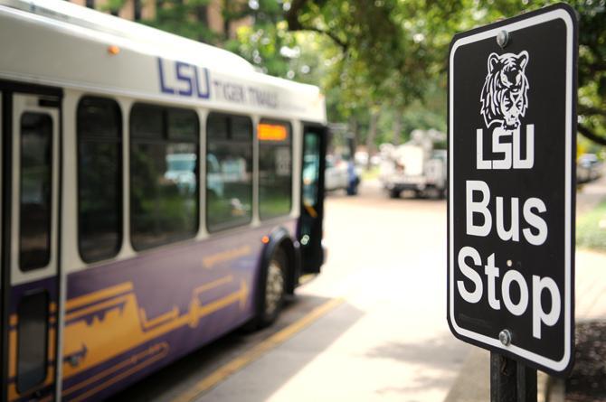 LSU Tiger Trails bus parks in front of the Journalism Building on Aug. 21, 2013.