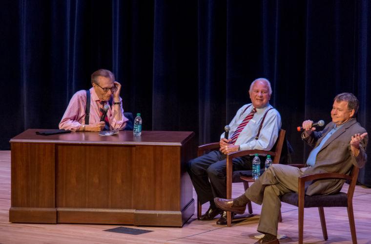 Larry King (left) interviews former Governor Edwin Edwards (center) and Leo Honeycutt (right) on Sunday, September 8, 2013 in the LSU Union Theater.