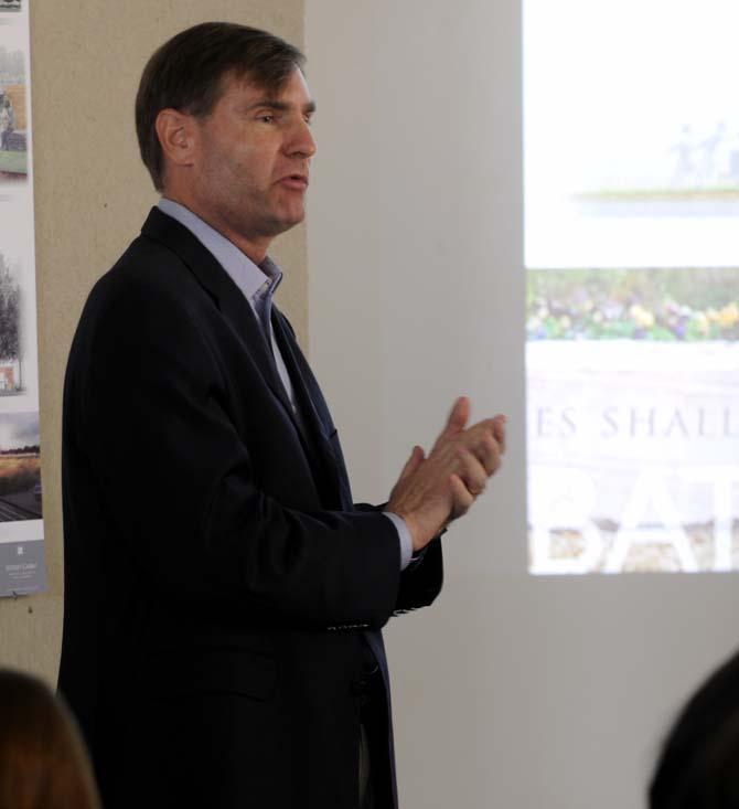 Representatives from Carbo and Associates talk about their design for a Battle of New Orleans Monument Friday, Sept. 27, 2013 at the LSU Design Building.