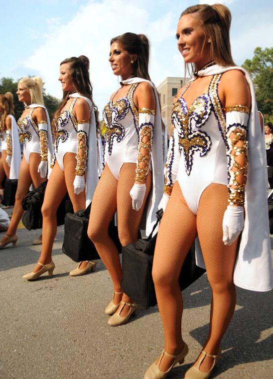 LSU Golden Girls march down Victory Hill on Sept. 7, 2013 before the 56-17 victory against UAB in Tiger Stadium.