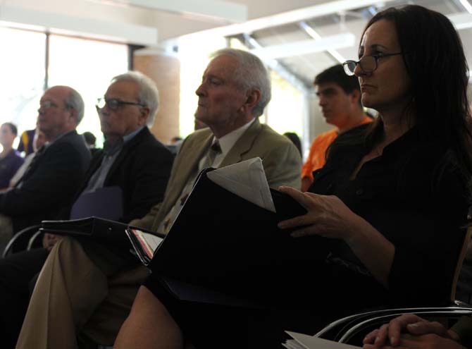 The jury for the Battle of New Orleans Monument contemplate about which company's design will be used for the monument on Friday, Sept. 27, 2013 at the LSU Design Building.