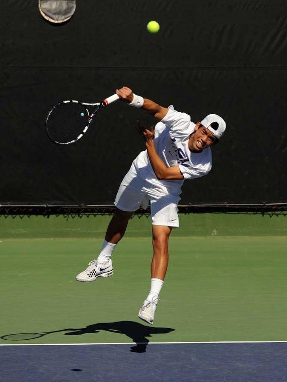 LSU freshman Tam Trinh returns the ball Sunday, Feb. 3, 2013 at a match against USF in W.T. "Dub" Robinson Stadium.