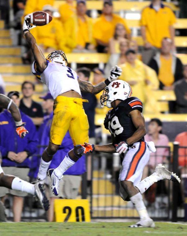 LSU junior wide receiver Odell Beckham Jr. (3) attempts to catch a pass Saturday, Sept. 21, 2013 during the Tigers' 35-21 victory against Auburn in Tiger Stadium.