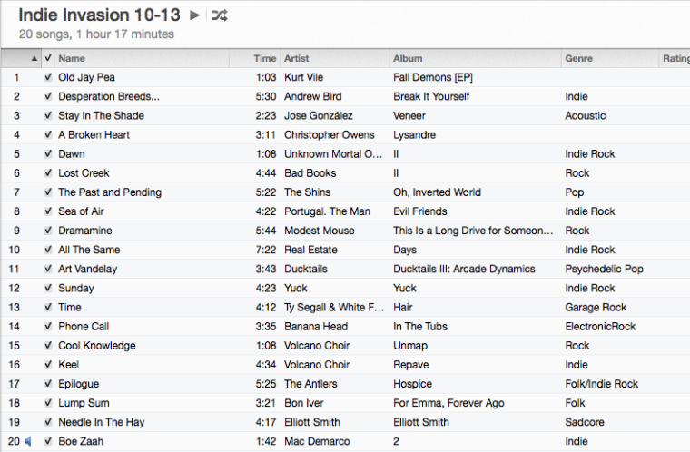Indie Invasion Playlist for October 13th