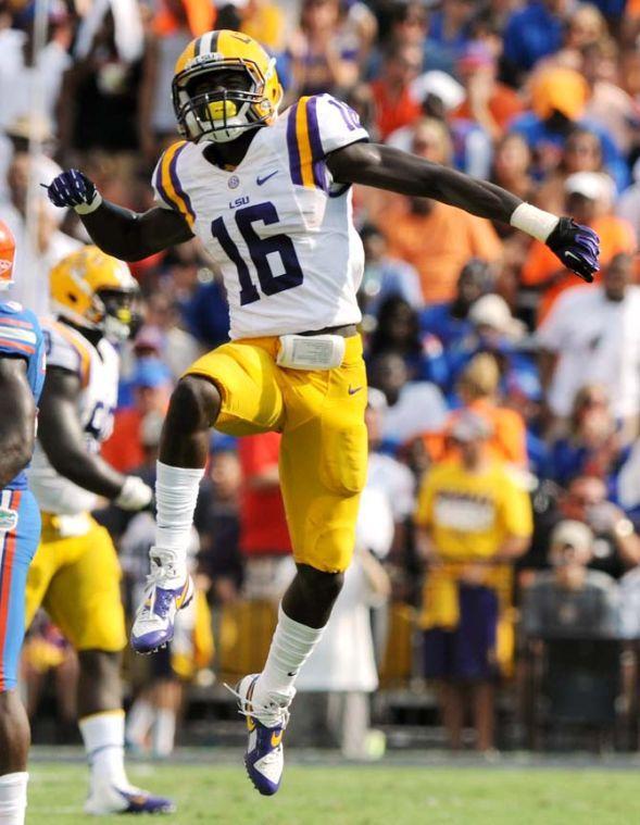 LSU freshman defensive back Tre'Davious White (16) celebrates after a play Saturday, October 12, 2013 during the Tigers' 17-6 victory against Florida in Tiger Stadium.