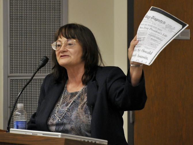 Judith Baker, author of "Me and Lee - How I came to know, love, and lose Lee Harvey Oswald," presents an article at a symposium on Sat. Oct. 19, 2013 at Loyola University in New Orleans.