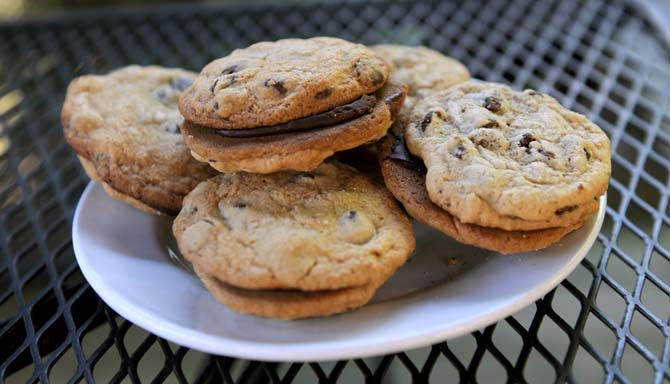 Chocolate chip and ganach&#233; cookies are featured Monday, Oct. 7, 2013 at Garden District Coffee Shop off Perkins Rd. October celebrates National Cookie Month.