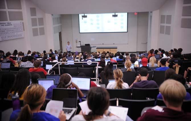 LSU Equestrian coach and Biology professor, Leaf Boswell, instrcuts her class Monday, Oct. 14, 2013 at Williams Hall