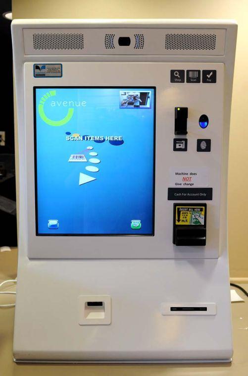 The new check-out machine for the snack shop stands on display in the Union. This machine replaced the job that a person used to occupy.