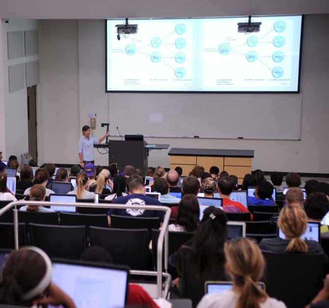 LSU Equestrian coach and Biology professor, Leaf Boswell, instrcuts her class Monday, Oct. 14, 2013 at Williams Hall