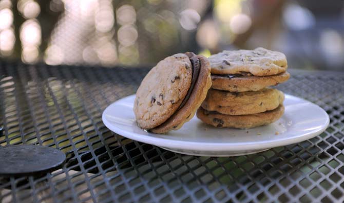 Chocolate chip and ganach&#233; cookies are featured Monday, Oct. 7, 2013 at Garden District Coffee Shop off Perkins Rd. October celebrates National Cookie Month.