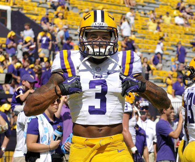 LSU junior wide receiver Odell Beckham Jr. celebrates Saturday, Oct. 12, 2013 before the Tigers' 17-6 victory against the Gators in Tiger Stadium.