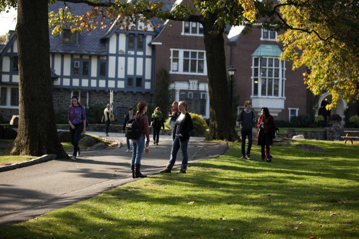 This undated photo courtesy of Sarah Lawrence College shows students on the campus of Sarah Lawrence in Bronxville, N.Y. Tens of thousands of high schoolers sweated over their college applications, huddled at mailboxes for acceptances and face the final push toward the rest of their lives over the next few weeks. (AP Photo/Sarah Lawrence College) NO SALES