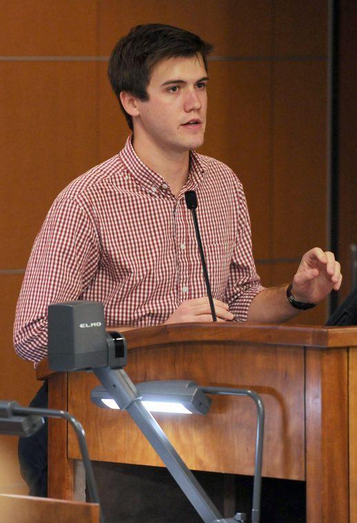 Speaker Pro Tempore Trey Schwartzenburg addresses the Student Government during their weekly meeting Wednesday evening, Oct. 30, 2013 in the LSU Student Union.