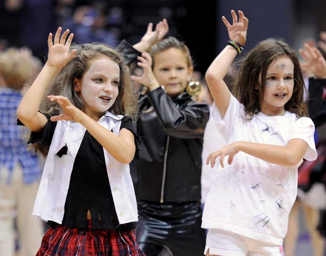 Third grade students from the University Laboratory School dance to Michael Jackson's "Thriller" on Sunday, October 27, 2013 at the PMAC.