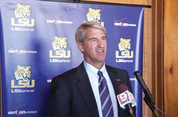 Athletic Director Joe Alleva speaks about Fall Practice at a Walk-On's media briefing on Thursday