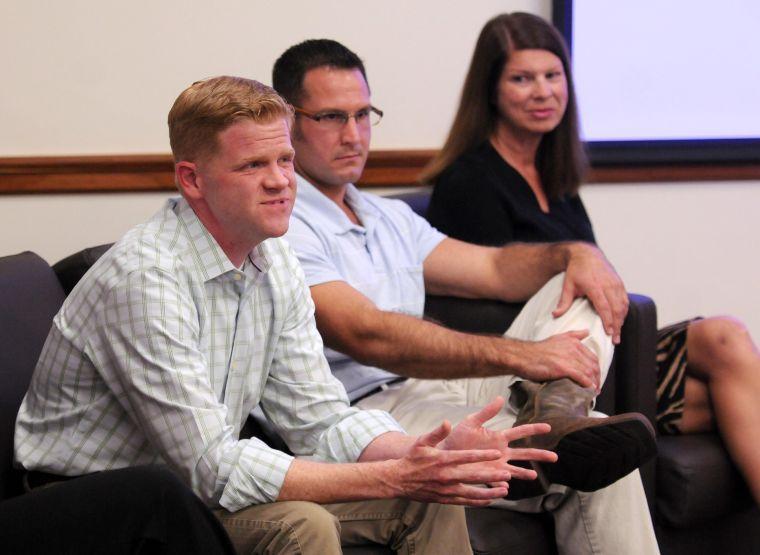 David Laxton, case manager at St. Christopher's Addiction Wellness Center, speaks to students at "Straight Up Tipsy" on Wednesday, Oct. 9 in the Laville Lounge.