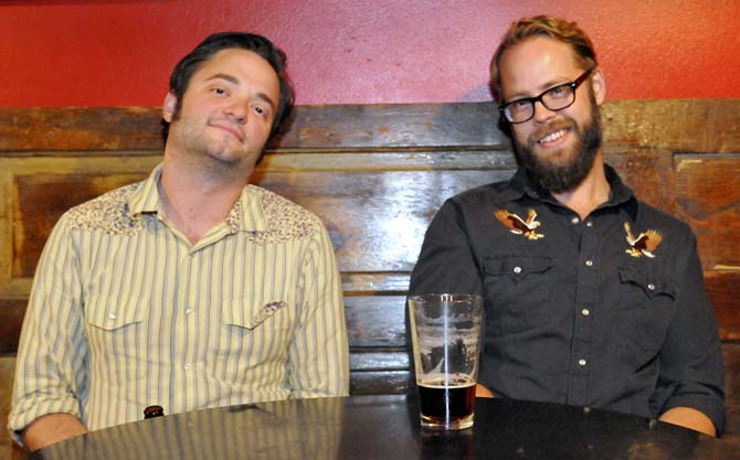 Local musicians Ryan Harris, left, and Denton Hatcher, right, have been helping put on a monthly concert, Nitty Gritty Night, at Chelsea's Cafe on Perkins Rd for local singer/songwriters.