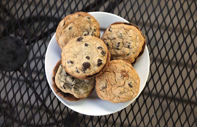 Chocolate chip and ganach&#233; cookies are featured Monday, Oct. 7, 2013 at Garden District Coffee Shop off Perkins Rd. October celebrates National Cookie Month.