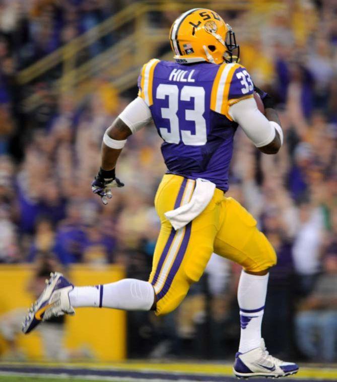 LSU sophomore running back Jeremy Hill sprints down the field Saturday, Oct. 26, 2013, during the Tigers' 48-16 win against Furman in Tiger Stadium.