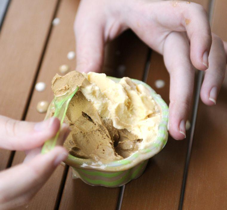 Biscotti and coffee cookie flavored gelatto from Bacio Di Roma.