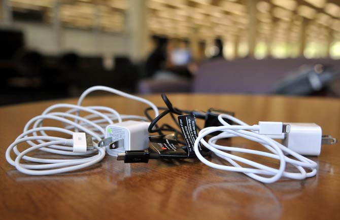 Middleton Library is now supplying a variety of phone chargers that can be checked out and used by the LSU students.