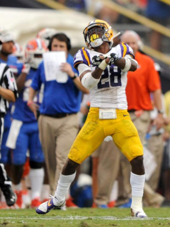 LSU sophomore cornerback jalen Mills (28) celebrates a tackle Saturday, Oct. 12, 2013 during the Tigers' 17-6 victory against the Gators in Tiger Stadium.