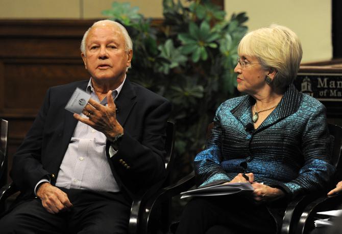 Former Louisiana governor Edwin Edwards speaks on a panel Wednesday, Nov. 20, 2013 during the "CC73: Revisiting the 1973 Louisiana Constitutional Convention" in the Holiday Forum.