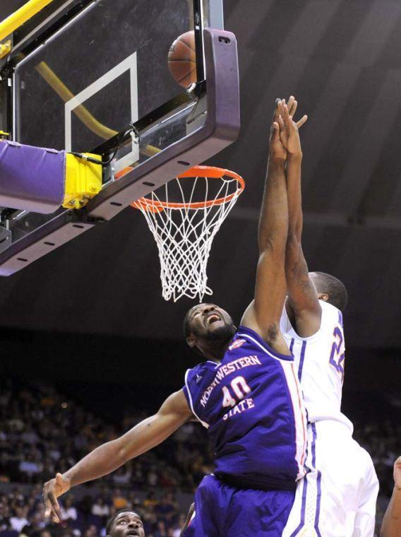 LSU sophomore guard Malik Morgan (24) attempts to score Saturday, Nov. 16, 2013 during the Tigers' 88-74 victory against Northwestern State in the PMAC.