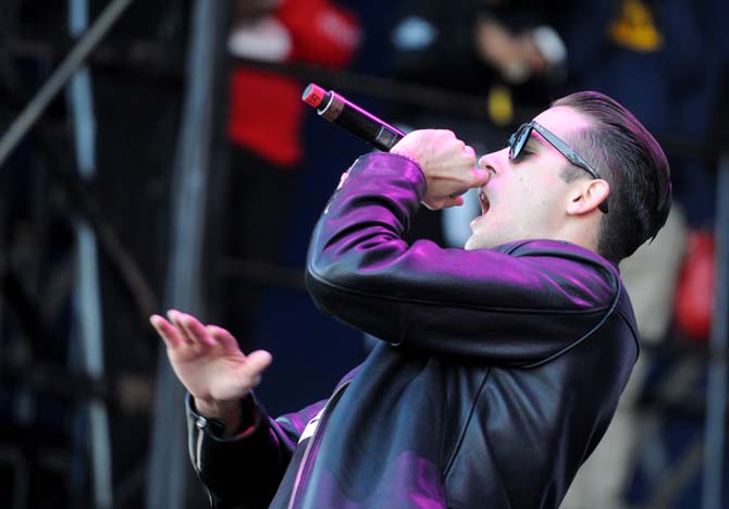 Gerald Earl Gillum, known by his stage name G-Eazy, raps during his set on the Ritual Stage on Sunday Nov. 3, 2013 at the 2013 Voodoo Music + Arts Experience.