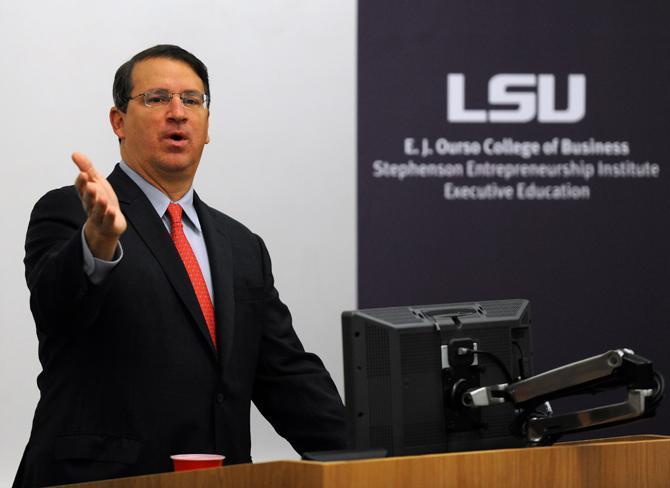 John Georges, chief executive officer of Georges Enterprises, speaks at the LSU Executive Education's Breakfast to Business series on Tuesday, Nov. 19, 2013 in the Business Education Complex.