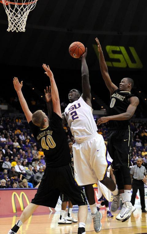 LSU sophomore forward Johnny O'Bryant (2) shoots Wednesdsay, Feb. 6, 2013 a field goal during the LSU 57-56 victory over Vanderbilt in the PMAC.