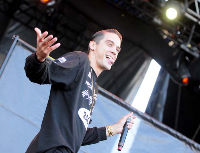 Gerald Earl Gillum, known by his stage name G-Eazy, raps during his set on the Ritual Stage on Sunday Nov. 3, 2013 at the 2013 Voodoo Music + Arts Experience.