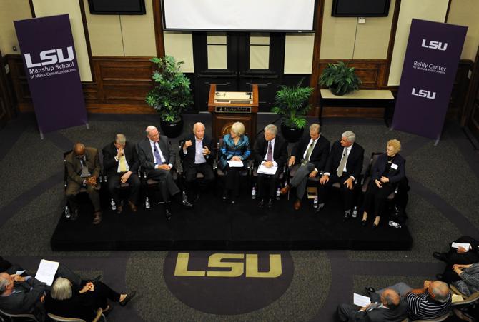 Panelist discuss the the constitutional convention in 1973 on Wednesday, Nov. 20, 2013 in the Holiday Forum.