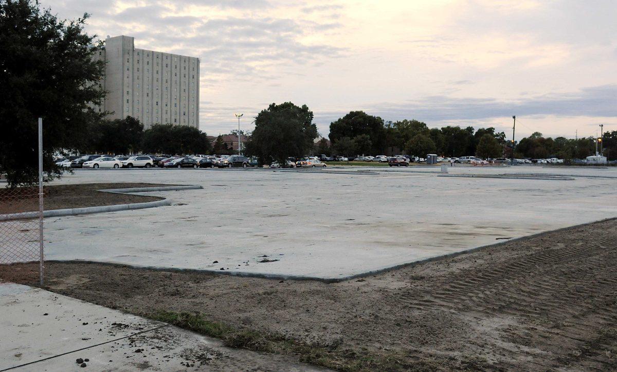 The new parking lot on Aster nears completion.