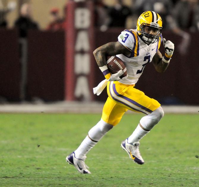 LSU junior wide receiver Odell Beckham Jr. (3) runs toward the goal line Saturday, Nov. 9, 2013 during the Tiger's 38-17 loss to the Alabama Crimson Tide at Bryant-Denny Stadium in Tuscaloosa, AL.