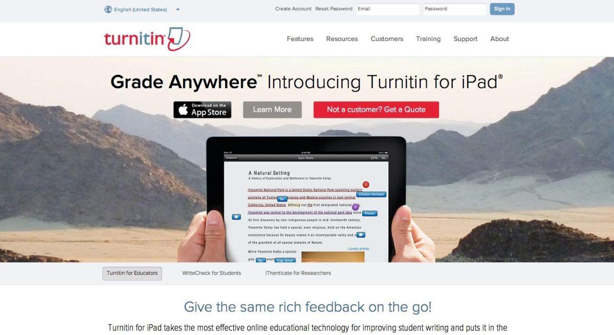 screenshot of turnitin.com