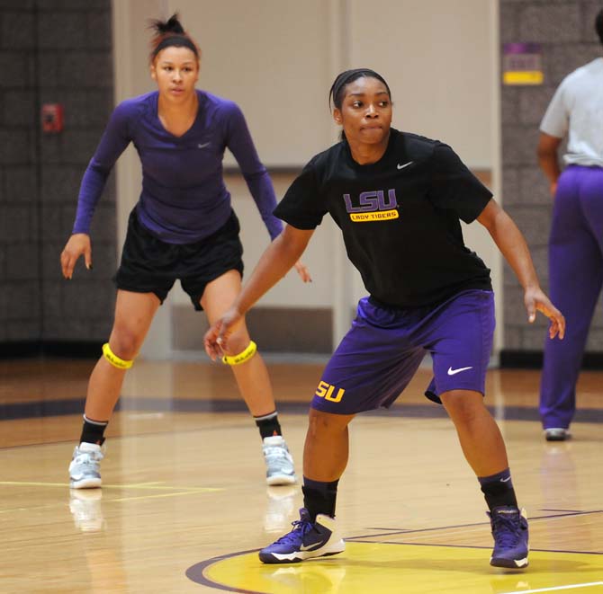 LSU freshman guard Jasmine Rhodes practices a drill Wednesday, Dec. 4, 2013 at the practice facility.