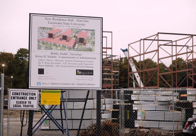 The construction of what will be the Cypress residential hall is progressing (Nov. 26, 2013)